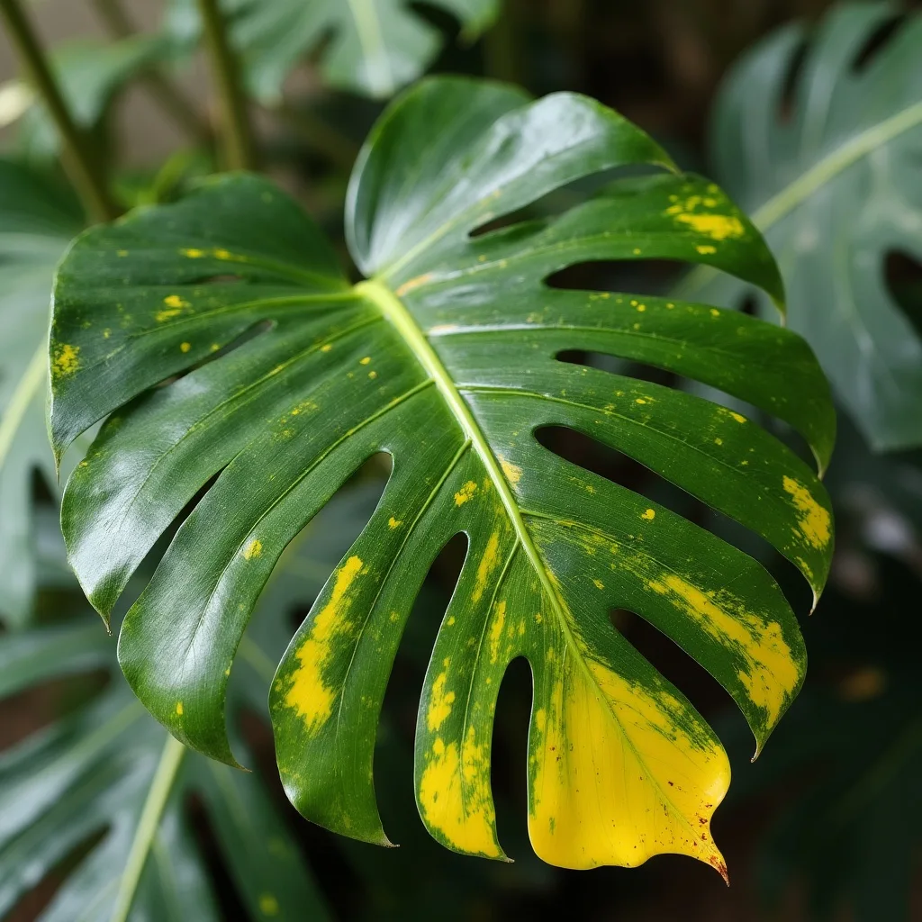 Image 1 des causes courantes du jaunissement des pointes des feuilles de Monstera